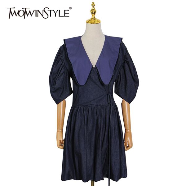 elegnat patchwork hit color dress for women lapel puff sleeve high waist summer dresses female fashion style 210423, Black;gray
elegnat patchwork hit color dress for women lapel puff sleeve high waist summer dresses female fashion style 210423, Black;gray