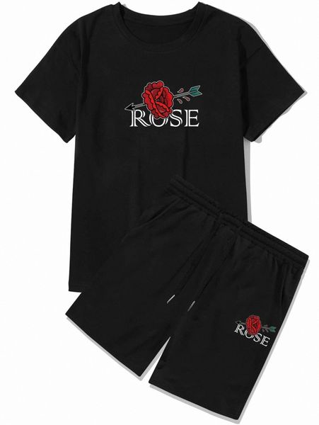 romwe guys rose graphic tee & shorts m9bi#, Gray
romwe guys rose graphic tee & shorts m9bi#, Gray