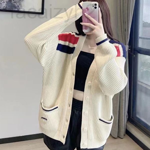 women's knits & tees designer 22 autumn new contrast striped v-neck knitted cardigan for women vjxf, White
women's knits & tees designer 22 autumn new contrast striped v-neck knitted cardigan for women vjxf, White