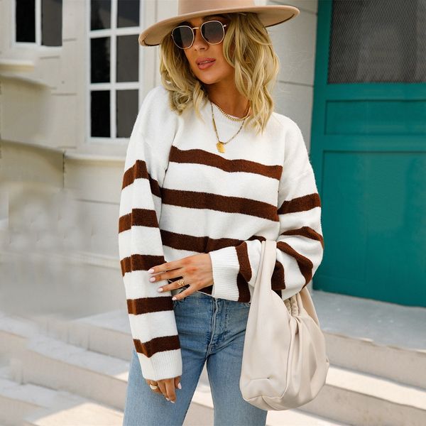 striped o neck knitted sweater women autumn winter long sleeve casual loose knitwear fashion ladies pullovers 2022, White;black
striped o neck knitted sweater women autumn winter long sleeve casual loose knitwear fashion ladies pullovers 2022, White;black