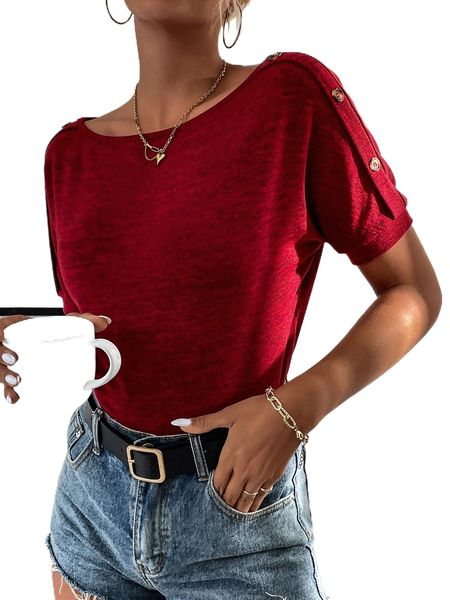 buttoned sleeve slub knit v1fs#, White