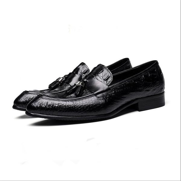 mens genuine leather tassel oxfords pointed toe dress shoes business man crocodile print wedding shoes 1nx4, Black
mens genuine leather tassel oxfords pointed toe dress shoes business man crocodile print wedding shoes 1nx4, Black