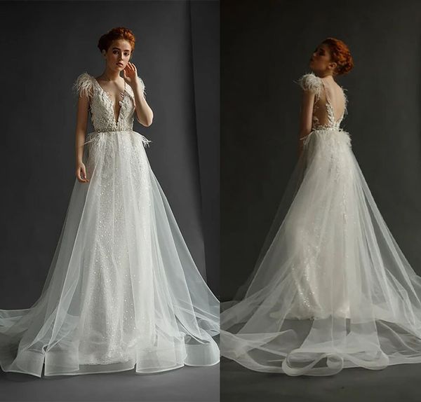 princess a-line wedding dresses bridal gowns deep v neck feather lace tulle sleeveless satin backless appliques sequins floor length court t, White
princess a-line wedding dresses bridal gowns deep v neck feather lace tulle sleeveless satin backless appliques sequins floor length court t, White