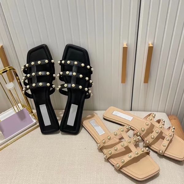 new designer women leather sandal flat slipper fashion geniune leather pearl summer sheepskin slippers slides flip flops daily commuting siz, Black
new designer women leather sandal flat slipper fashion geniune leather pearl summer sheepskin slippers slides flip flops daily commuting siz, Black