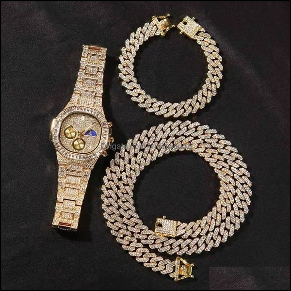 bracelet necklace jewelry sets iced out watch jewlery set luxury designer mens hip hop bling cuban link chain bracelets necklaces gold cha, Silver
bracelet necklace jewelry sets iced out watch jewlery set luxury designer mens hip hop bling cuban link chain bracelets necklaces gold cha, Silver