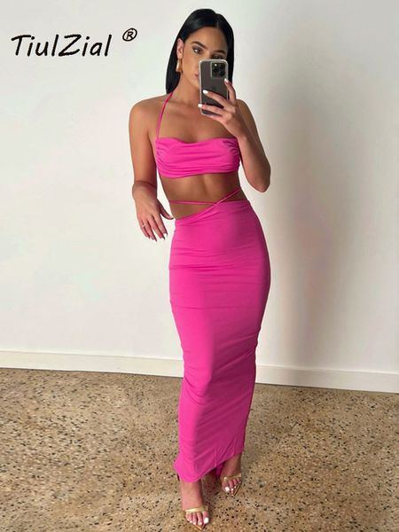 tiulzial women dress set halter crop and split midi skirt tie up summer dress 2 pieces one suit club party backless outfit 220719, White
tiulzial women dress set halter crop and split midi skirt tie up summer dress 2 pieces one suit club party backless outfit 220719, White