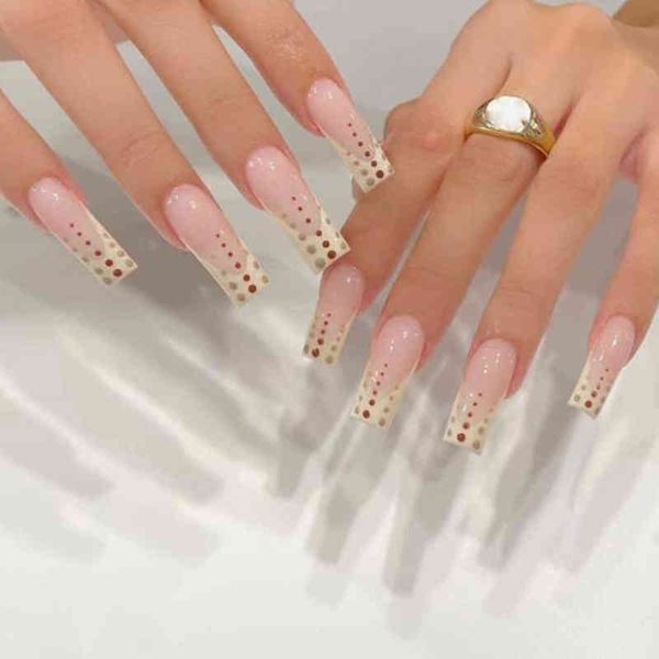false nails long french nude polka dot design ballerina fake press on coffin manicure nail decoration art full tips 0616
false nails long french nude polka dot design ballerina fake press on coffin manicure nail decoration art full tips 0616