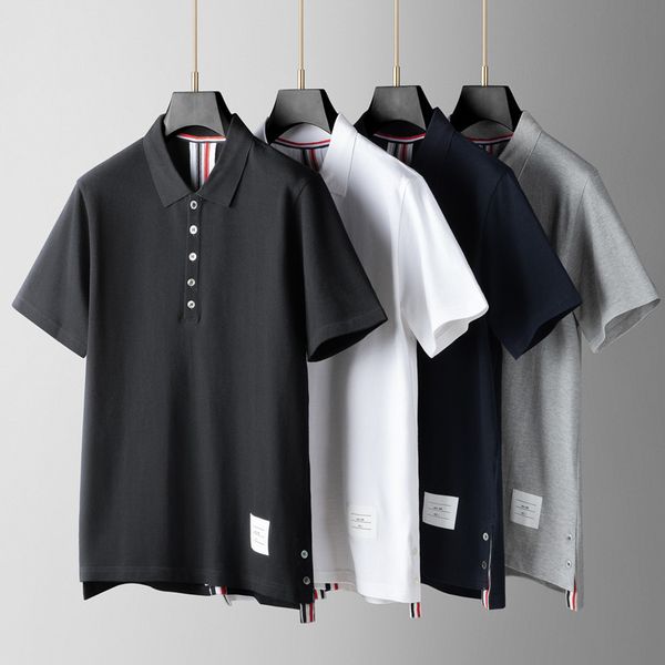 tb short sleeve t-shirt men's and women's pearl ground cotton back stripe ribbon polo shirt new summer lapel top, White;black
tb short sleeve t-shirt men's and women's pearl ground cotton back stripe ribbon polo shirt new summer lapel top, White;black