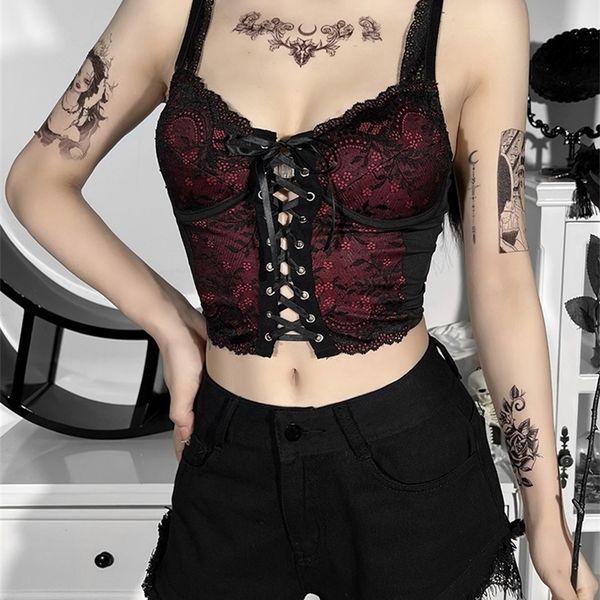 insdoit gothic vintage lace black camis women eyelet bandage sleeveless summer crop backless skinny aesthetic camisole 220316, White
insdoit gothic vintage lace black camis women eyelet bandage sleeveless summer crop backless skinny aesthetic camisole 220316, White