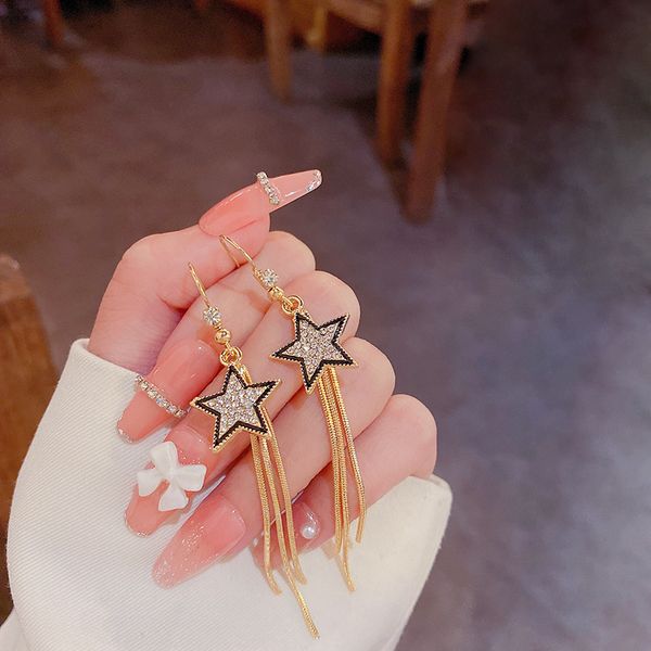 earrings s925 silver needle full drill long tassel star women's fashion net red with versatile simple temperament, Golden;silver
earrings s925 silver needle full drill long tassel star women's fashion net red with versatile simple temperament, Golden;silver
