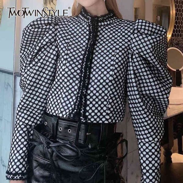 plaid coats for women o neck puff long sleeve hit color streetwear plus size short jackets female clothes 210423, Black;brown
plaid coats for women o neck puff long sleeve hit color streetwear plus size short jackets female clothes 210423, Black;brown