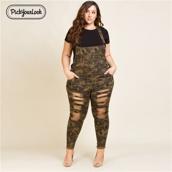 pickyourlook plus size women rompers overalls large size casual camouflage jumpsuits with hole high street fashion lady rompers lj200814, Black;white
pickyourlook plus size women rompers overalls large size casual camouflage jumpsuits with hole high street fashion lady rompers lj200814, Black;white