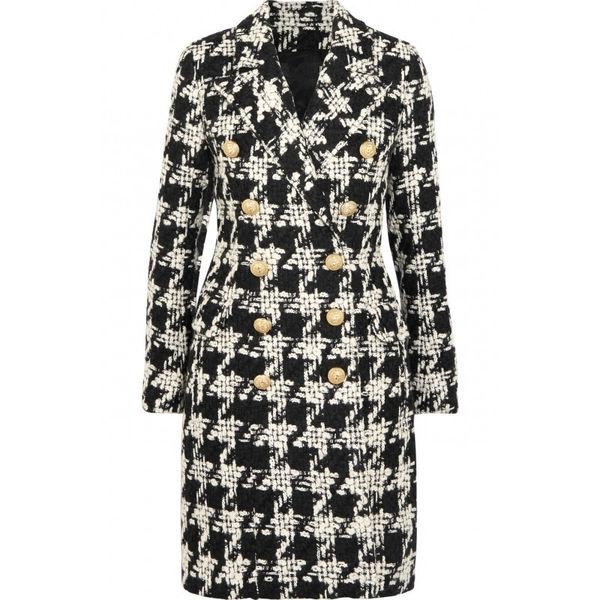 stylish designer wool coat womens double breasted lion buttons houndstooth t long coat y201012, Black
stylish designer wool coat womens double breasted lion buttons houndstooth t long coat y201012, Black