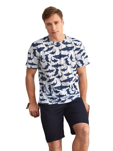 men random shark print pj set r44c#, Black;brown
men random shark print pj set r44c#, Black;brown