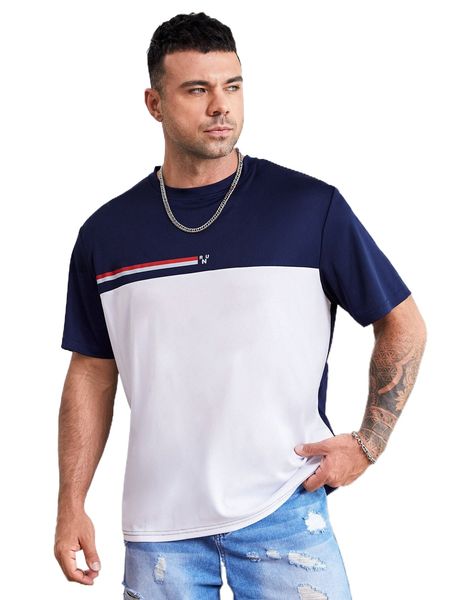 extended sizes men color block letter graphic tee e0ym#, White;black 
extended sizes men color block letter graphic tee e0ym#, White;black
