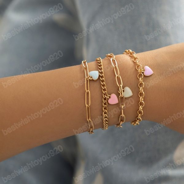 korean style fashion small fresh love pendant combination bracelet charm metal four piece bracelet summer jewelry, Golden;silver
korean style fashion small fresh love pendant combination bracelet charm metal four piece bracelet summer jewelry, Golden;silver