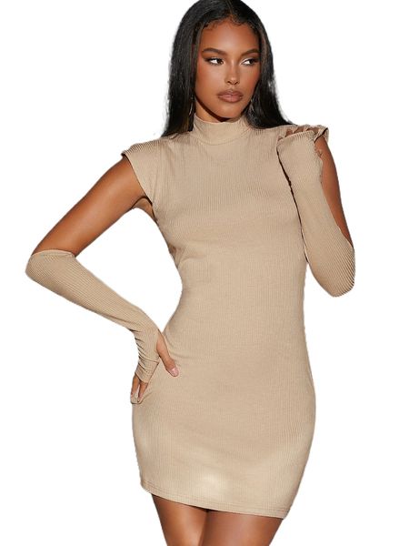 ribbed knit solid mock neck bodycon dress with arm sleeve i9cj#, Black;gray
ribbed knit solid mock neck bodycon dress with arm sleeve i9cj#, Black;gray