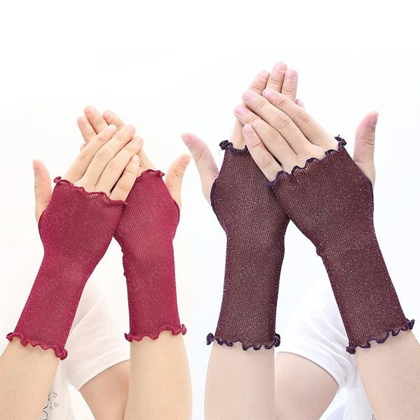 womens mesh fingerless gloves summer driving gloves anti uv sunscreen elegant ladies half finger fishnet mitten, Blue;gray 
womens mesh fingerless gloves summer driving gloves anti uv sunscreen elegant ladies half finger fishnet mitten, Blue;gray