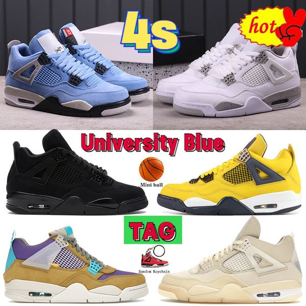 2022 2021 4 4s basketball shoes university blue white oreo shimmer black cat sp desert moss metallic purple bred men women trainers sneakers