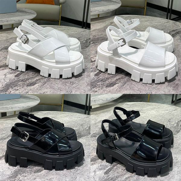 monolith luxury designer women sandals summer buckle strap patent leather slides classics wide thick soled wheel shoes with original box, Black
monolith luxury designer women sandals summer buckle strap patent leather slides classics wide thick soled wheel shoes with original box, Black