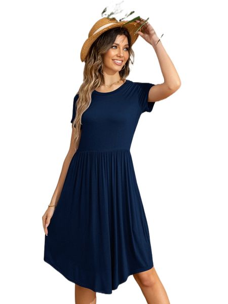 dearcase solid hidden pocket a-line dress d60f#, Black;gray
dearcase solid hidden pocket a-line dress d60f#, Black;gray