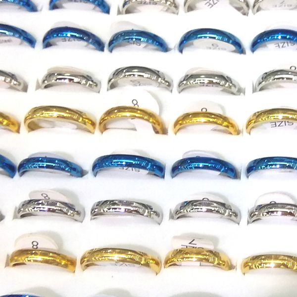 50pcs/pack 4mm width plain stainless steel ring silver blue gold color mixed size
50pcs/pack 4mm width plain stainless steel ring silver blue gold color mixed size