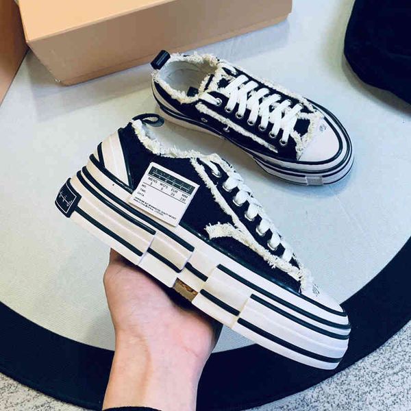 sandals vesel wu jianhao canvas shoes men's same beggar women's summer versatile vulcanized lovers thick soled high trend qkwe, Black