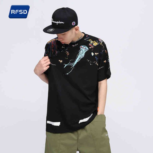 rfsd|2021 summer new fashion graffiti splash print short t-shirt men and women loose lovers half sleeve, White;black
rfsd|2021 summer new fashion graffiti splash print short t-shirt men and women loose lovers half sleeve, White;black