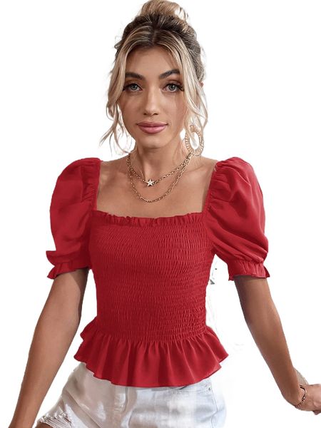 puff sleeve shirred bodice 840g#, White
puff sleeve shirred bodice 840g#, White