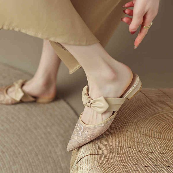 slippers summer mesh lace bow toe single shoes sandals simple slippers korean version pointed low heel cjni, Black
slippers summer mesh lace bow toe single shoes sandals simple slippers korean version pointed low heel cjni, Black