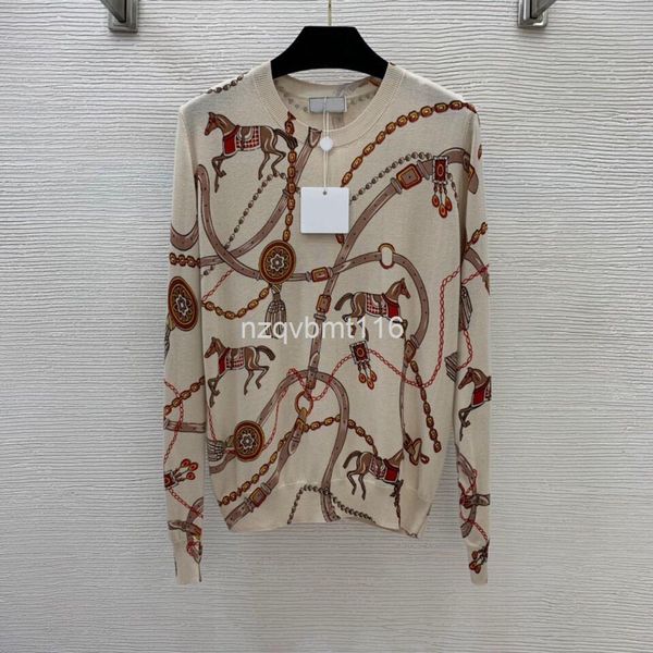 women's knits & tees autumn and winter 70% wool blend fabric belt chain galloping horse pattern printed round neck long sleeve t-shirt, White
women's knits & tees autumn and winter 70% wool blend fabric belt chain galloping horse pattern printed round neck long sleeve t-shirt, White