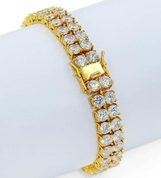 18k gold plated diamond micro set link chain double row men's gold bracelet, Black
18k gold plated diamond micro set link chain double row men's gold bracelet, Black