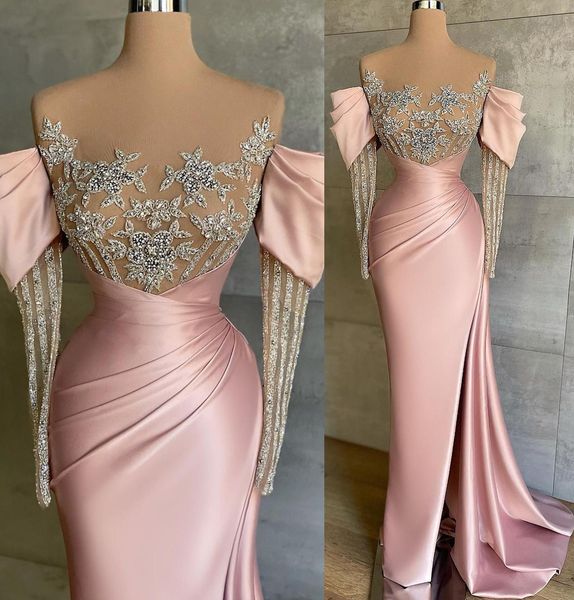 pale pink mermaid prom dresses with long sleeve 2022 plus size arabic aso ebi luxurious beaded crystal evening second reception birthday eng, Black
pale pink mermaid prom dresses with long sleeve 2022 plus size arabic aso ebi luxurious beaded crystal evening second reception birthday eng, Black