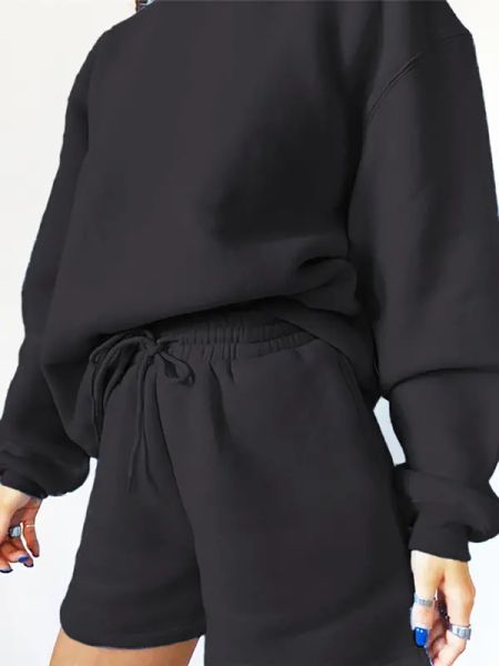 women's tracksuits casual solid two piece tracksuit set fleece loose sweatshirts and shorts, Gray
women's tracksuits casual solid two piece tracksuit set fleece loose sweatshirts and shorts, Gray