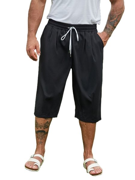extended sizes men plicated detail drawstring waist shorts o7gf#, White;black
extended sizes men plicated detail drawstring waist shorts o7gf#, White;black
