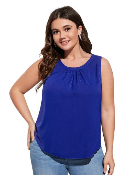 plus plicated detail blouse h7hh#, Black