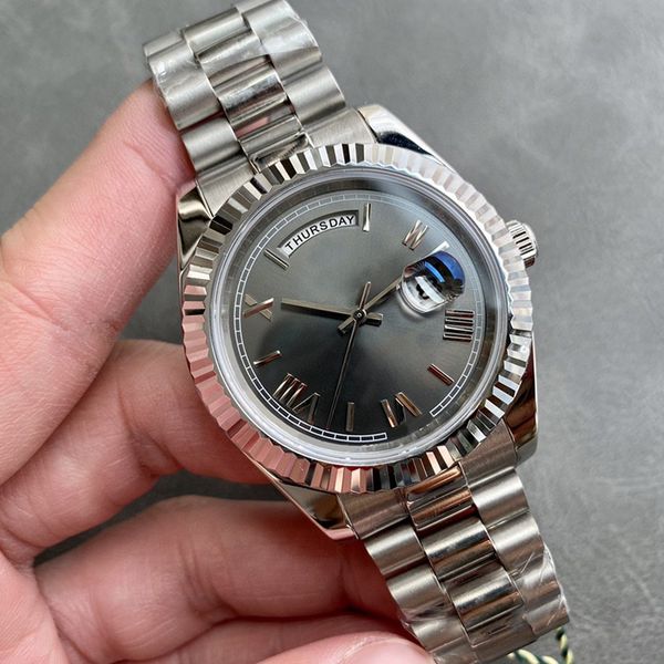 week watch men's automatic mechanical wristwatches 40mm silver stainless steel folding buckle strap scratch proof sapphire mirror luxur, Slivery;brown
week watch men's automatic mechanical wristwatches 40mm silver stainless steel folding buckle strap scratch proof sapphire mirror luxur, Slivery;brown
