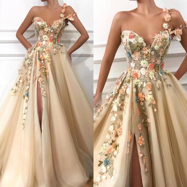 2022 split flowers one shoulder a line tulle prom dresses backless evening gowns bc0684, Black
2022 split flowers one shoulder a line tulle prom dresses backless evening gowns bc0684, Black