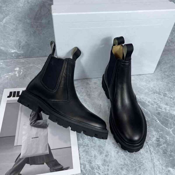 leather boots chelsea women's boots winter shoes shorts round head square high heels series, Black
leather boots chelsea women's boots winter shoes shorts round head square high heels series, Black