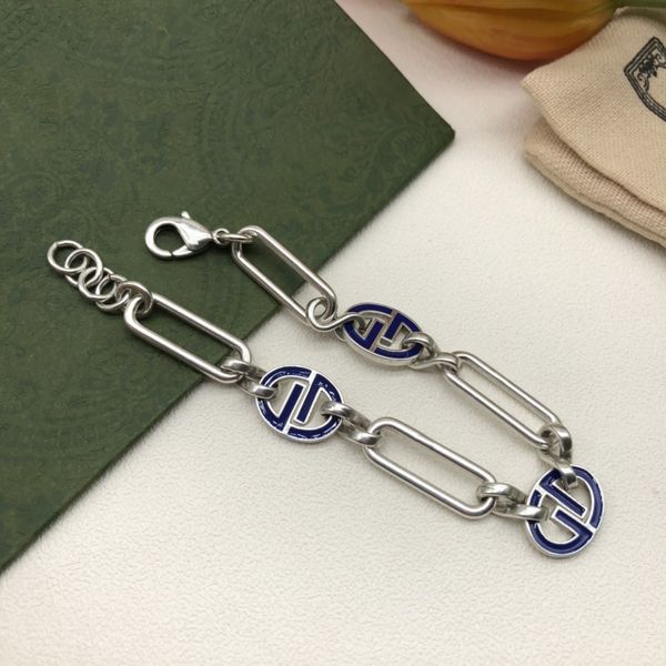 2022 brand original jewelry cuff designer ladies fashion simple high-end real gold electroplating blue letter chain bracelet, White
2022 brand original jewelry cuff designer ladies fashion simple high-end real gold electroplating blue letter chain bracelet, White