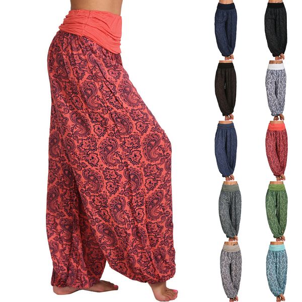 women bohemian floral print long pants mid waist vintage harem elastic boho beach trousers 220720, Black;white
women bohemian floral print long pants mid waist vintage harem elastic boho beach trousers 220720, Black;white