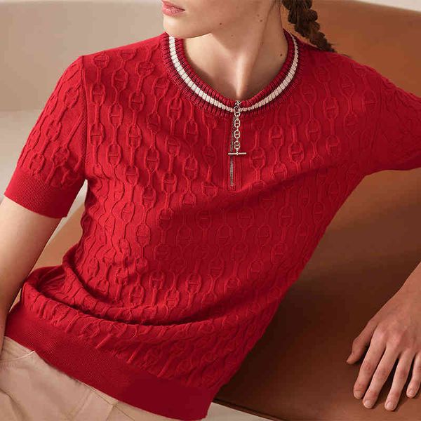 women's polos contrast color round neck semi zipper short sleeve t-shirt women's thread three-dimensional relief spring and summer, White
women's polos contrast color round neck semi zipper short sleeve t-shirt women's thread three-dimensional relief spring and summer, White