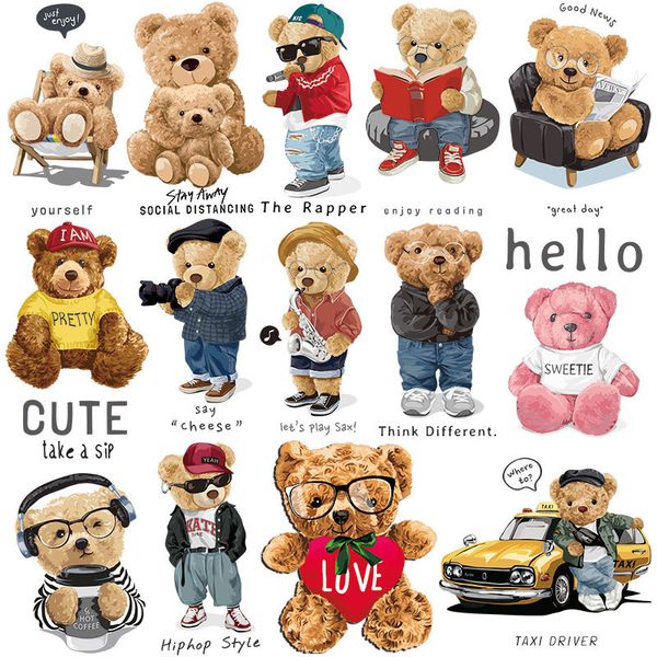 sewing notions cute bear patches heat transfer vinyl sticker on clothing t shirt jacket iron on patch for clothes thermal transfers applique, Black
sewing notions cute bear patches heat transfer vinyl sticker on clothing t shirt jacket iron on patch for clothes thermal transfers applique, Black