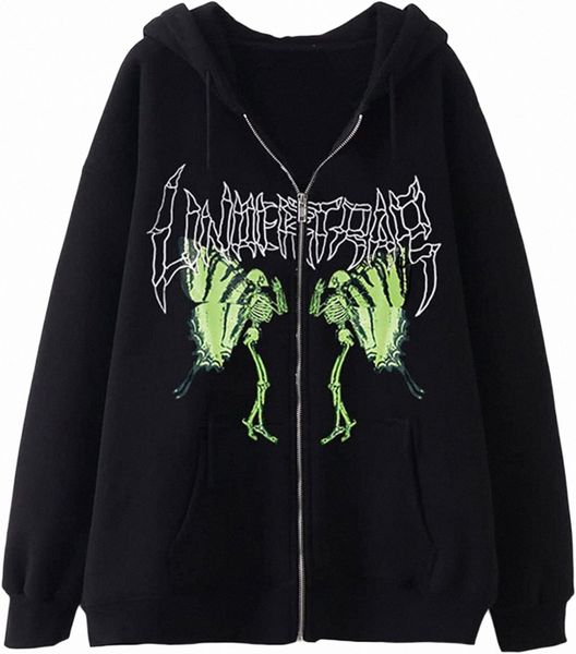 zip up hoodie for women long sleeve skeleton graphic vintage sweatshirt 90s e-girl halloween casual jacket u6n2#, Black
zip up hoodie for women long sleeve skeleton graphic vintage sweatshirt 90s e-girl halloween casual jacket u6n2#, Black