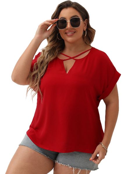 women's plus size t-shirt plus crisscross front dolman sleeve blouse q287#, Black
women's plus size t-shirt plus crisscross front dolman sleeve blouse q287#, Black