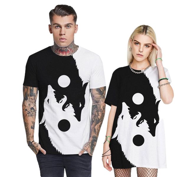 cross-border explosions yin and yang wolf digital printing women's large size t-shirt lovers loose european and american style short sl, White
cross-border explosions yin and yang wolf digital printing women's large size t-shirt lovers loose european and american style short sl, White