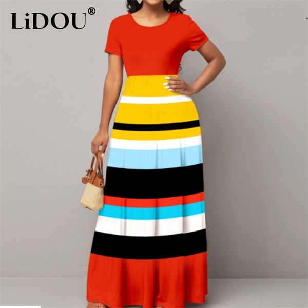 summer fashion casual multicolor striped patchwork short sleeve oversized maxi dresses women high waist robe dress vestido 220618, Black;gray
summer fashion casual multicolor striped patchwork short sleeve oversized maxi dresses women high waist robe dress vestido 220618, Black;gray