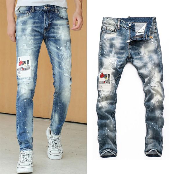 2022 skinny jeans men patchwork ripped bleach wash painted effect cowboy trousers denim pants222q, Blue
2022 skinny jeans men patchwork ripped bleach wash painted effect cowboy trousers denim pants222q, Blue