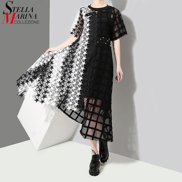 women summer long black white lace dress hollow out girls evening night party club asymmetrical dress robe femme 3517 y200103, White;black
women summer long black white lace dress hollow out girls evening night party club asymmetrical dress robe femme 3517 y200103, White;black