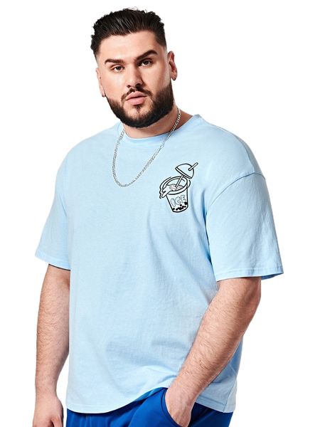 extended sizes men slogan & cartoon graphic drop shoulder tee k6ux#, White;black
extended sizes men slogan & cartoon graphic drop shoulder tee k6ux#, White;black